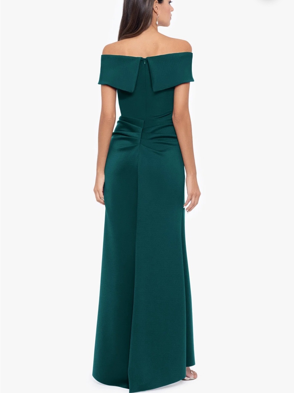 Xscape Off-Shoulder Teal Evening Gown 8p - Picture 2 of 4